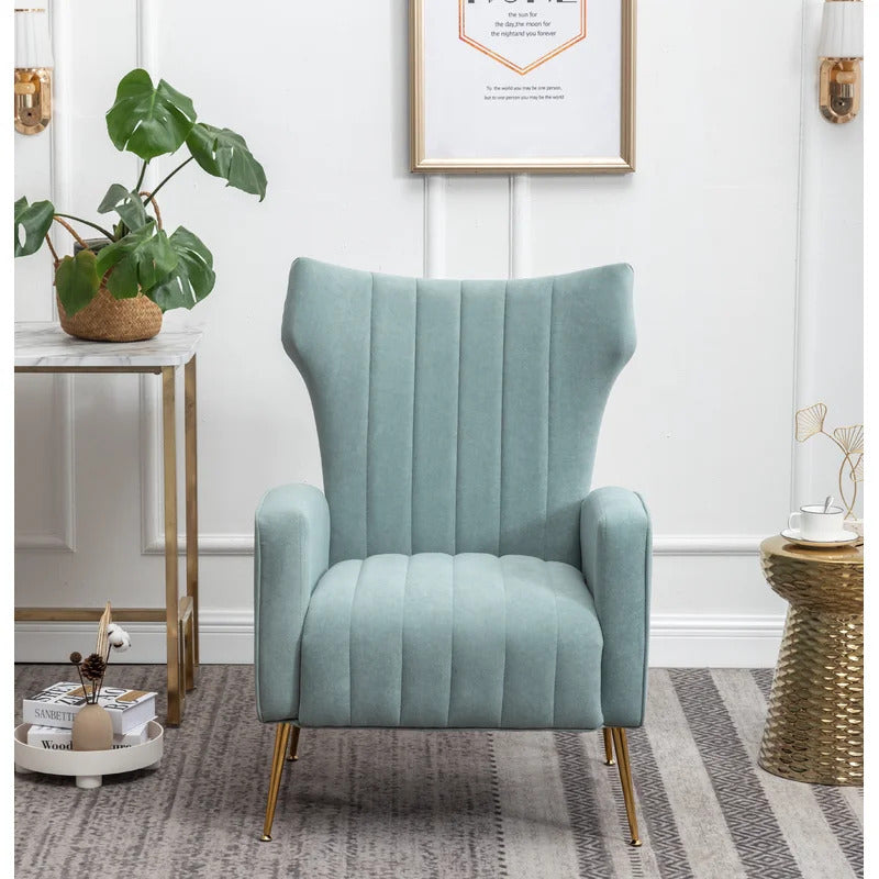 Wing Chair: 27'' Wide Velvet Wingback Chair