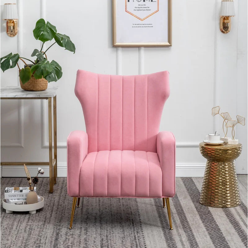 Wing Chair: 27'' Wide Velvet Wingback Chair