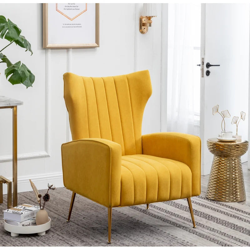 Wing Chair: 27'' Wide Velvet Wingback Chair