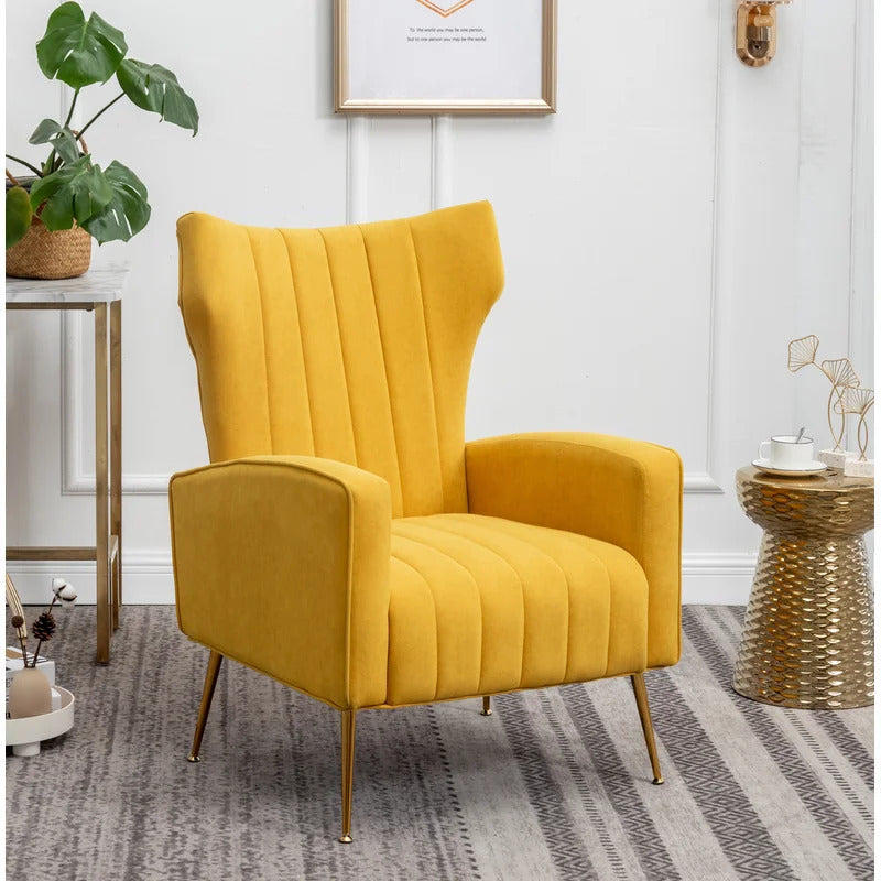 Wing Chair: 27'' Wide Velvet Wingback Chair