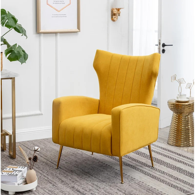 Wing Chair: 27'' Wide Velvet Wingback Chair