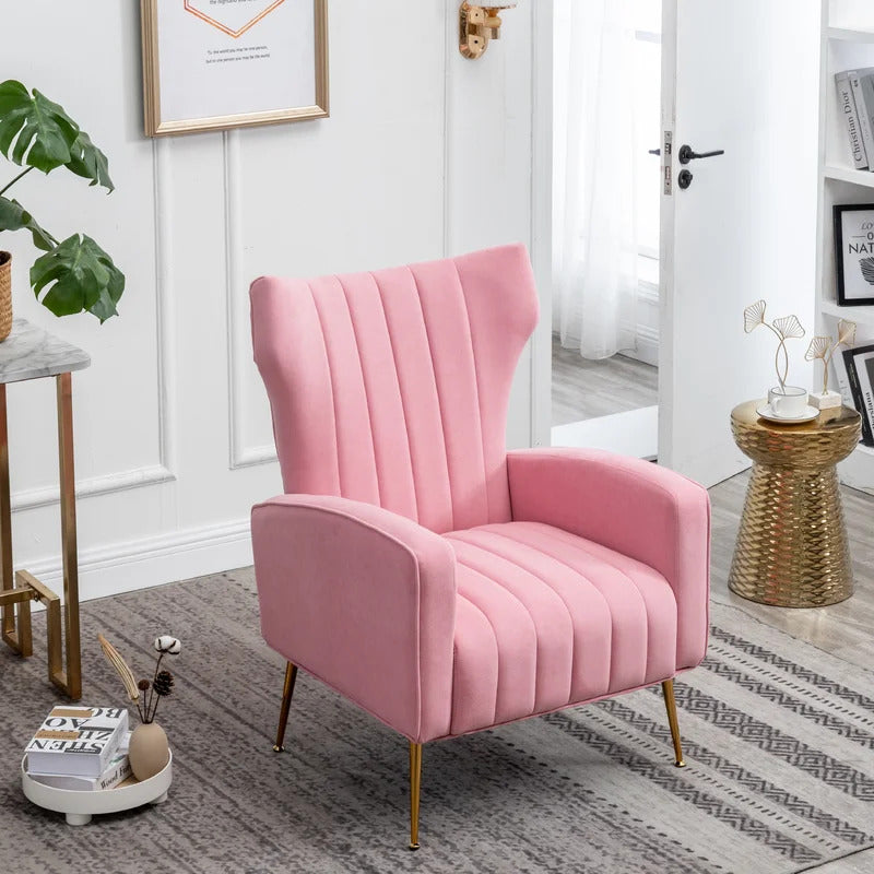 Wing Chair: 27'' Wide Velvet Wingback Chair