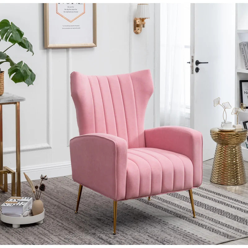 Wing Chair: 27'' Wide Velvet Wingback Chair