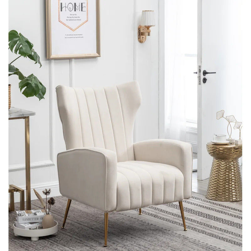 Wing Chair: 27'' Wide Velvet Wingback Chair
