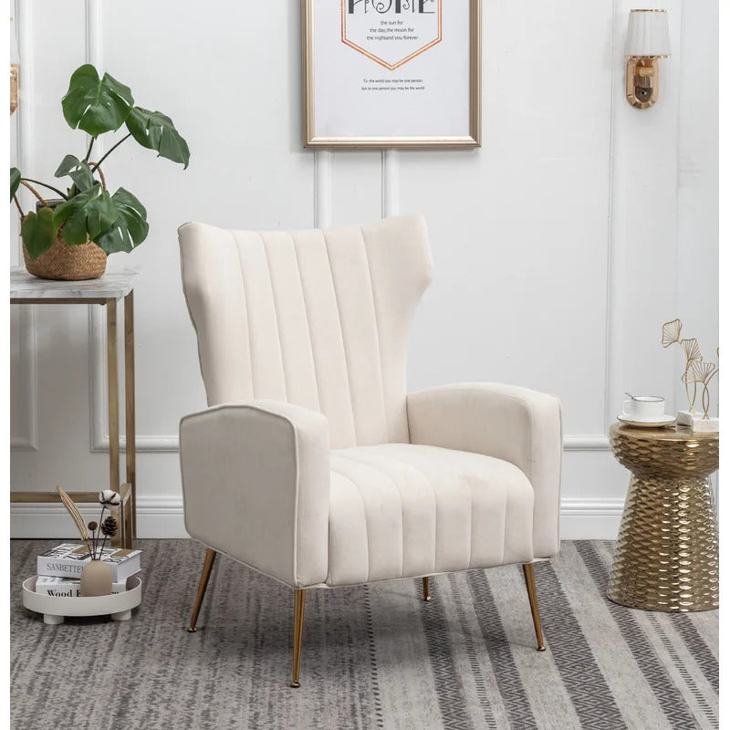 Wing Chair: 27'' Wide Velvet Wingback Chair