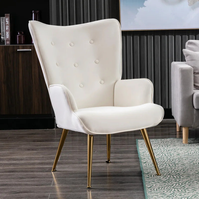 Wing Chair: Corvilus Wide Tufted Velvet Wingback Chair