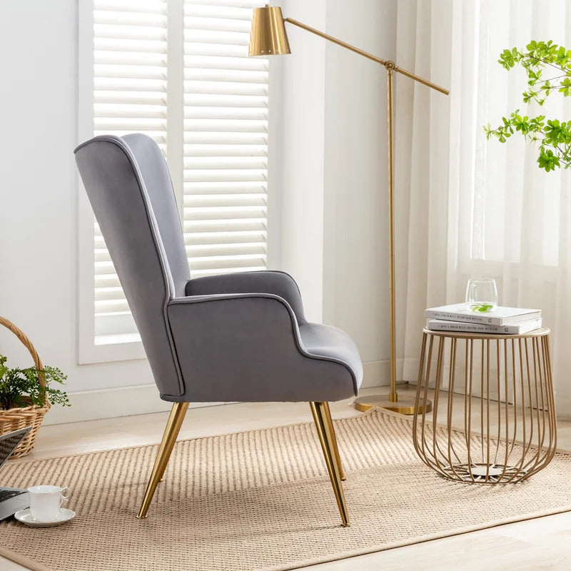 Wing Chair: Corvilus Wide Tufted Velvet Wingback Chair