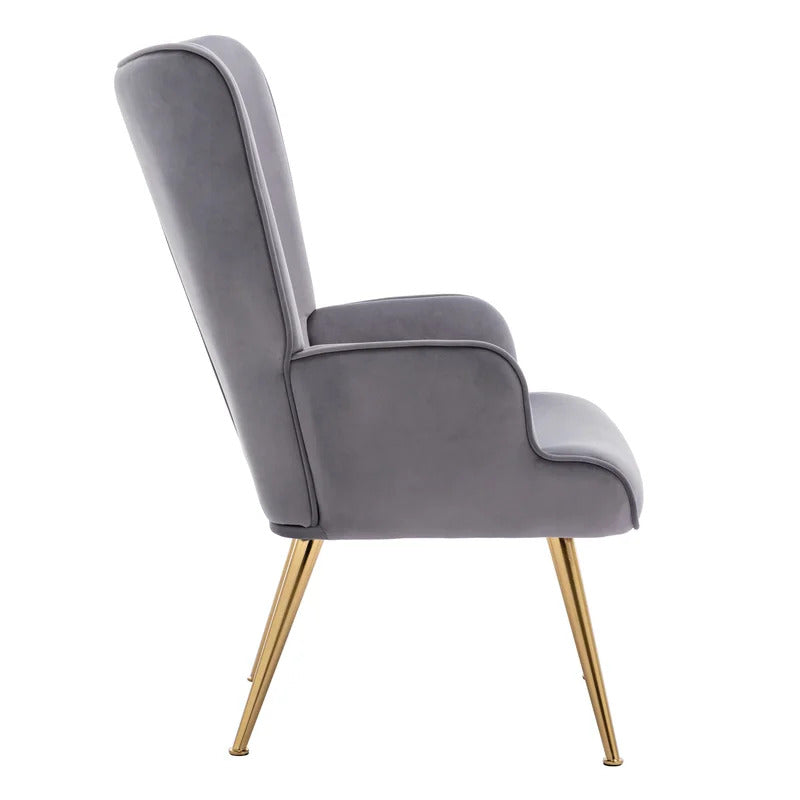 Wing Chair: Corvilus Wide Tufted Velvet Wingback Chair