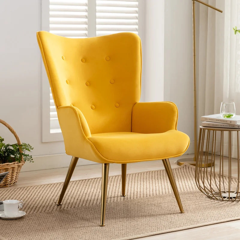 Wing Chair: Corvilus Wide Tufted Velvet Wingback Chair