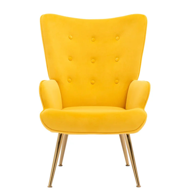 Wing Chair: Corvilus Wide Tufted Velvet Wingback Chair