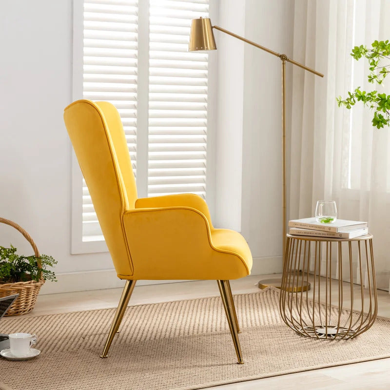 Wing Chair: Corvilus Wide Tufted Velvet Wingback Chair