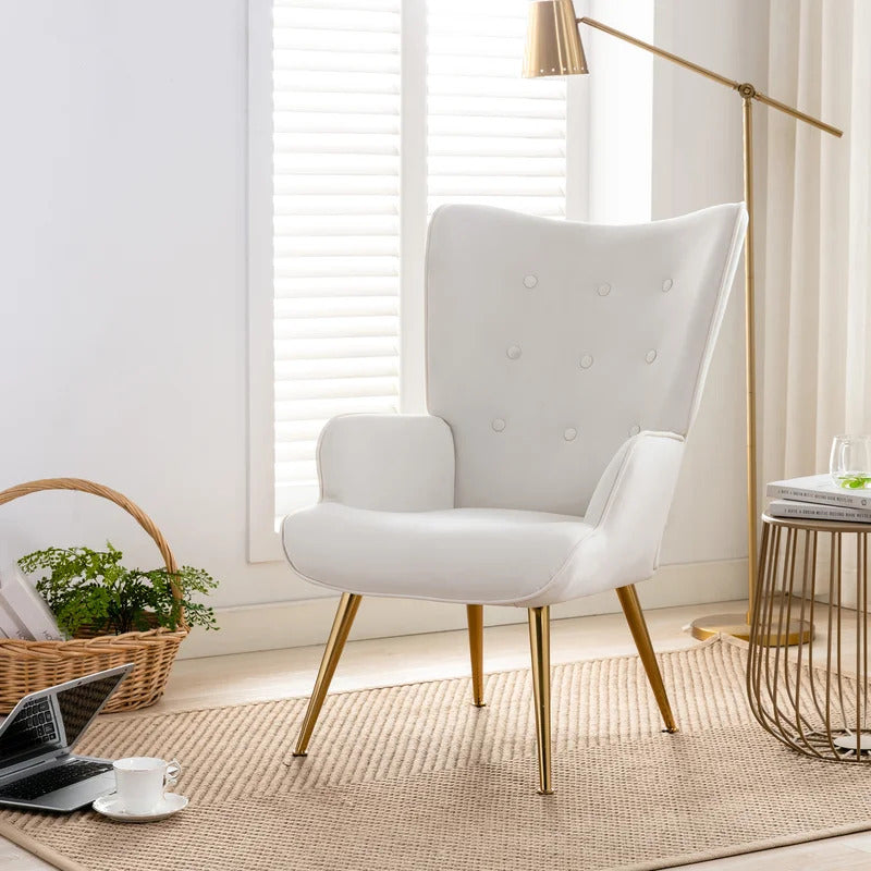 Wing Chair: Corvilus Wide Tufted Velvet Wingback Chair