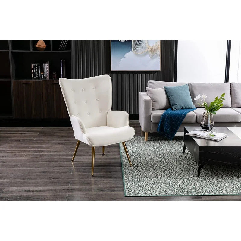 Wing Chair: Corvilus Wide Tufted Velvet Wingback Chair