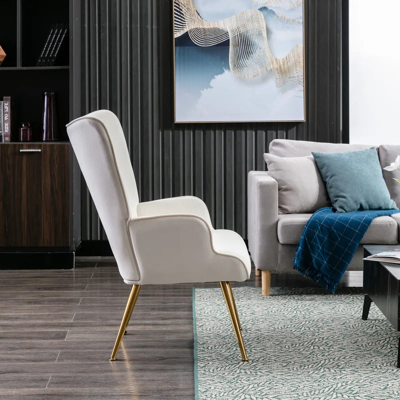 Wing Chair: Corvilus Wide Tufted Velvet Wingback Chair