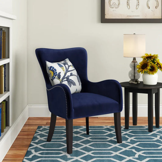 Wing Chair: Flaska 25.5'' Wide Tufted Velvet Wingback Chair