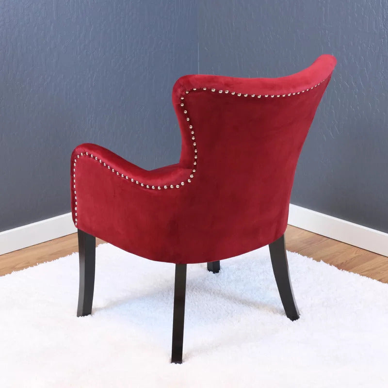 Wing Chair: Flaska 25.5'' Wide Tufted Velvet Wingback Chair