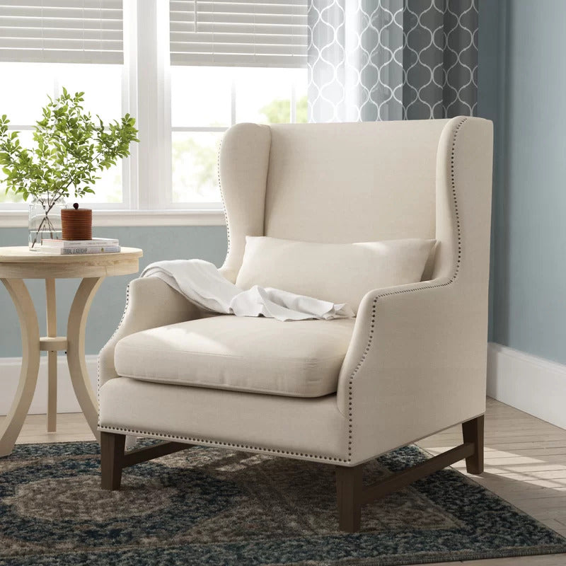 Wing Chair: Hamuelson 34.25'' Wide Linen Wingback Chair