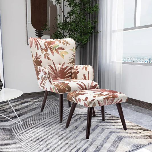 Wing Chair: Matun 27.2'' Wide Tufted Wingback Chair and Ottoman