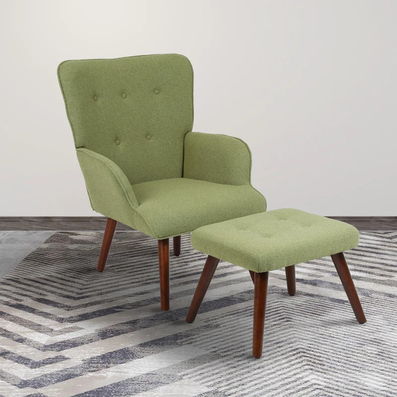 Wing Chair: Matun 27.2'' Wide Tufted Wingback Chair and Ottoman