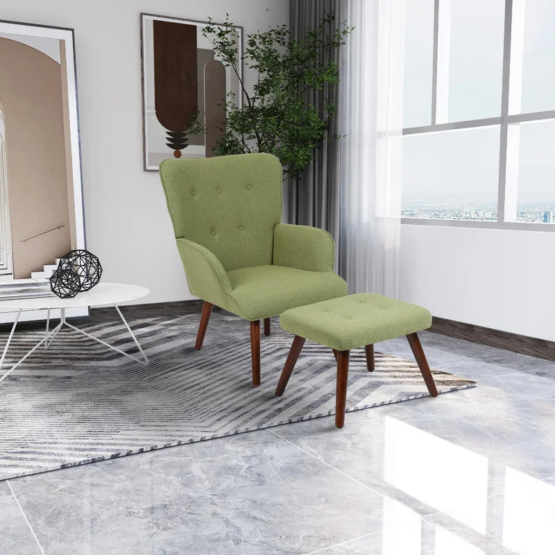 Wing Chair: Matun 27.2'' Wide Tufted Wingback Chair and Ottoman