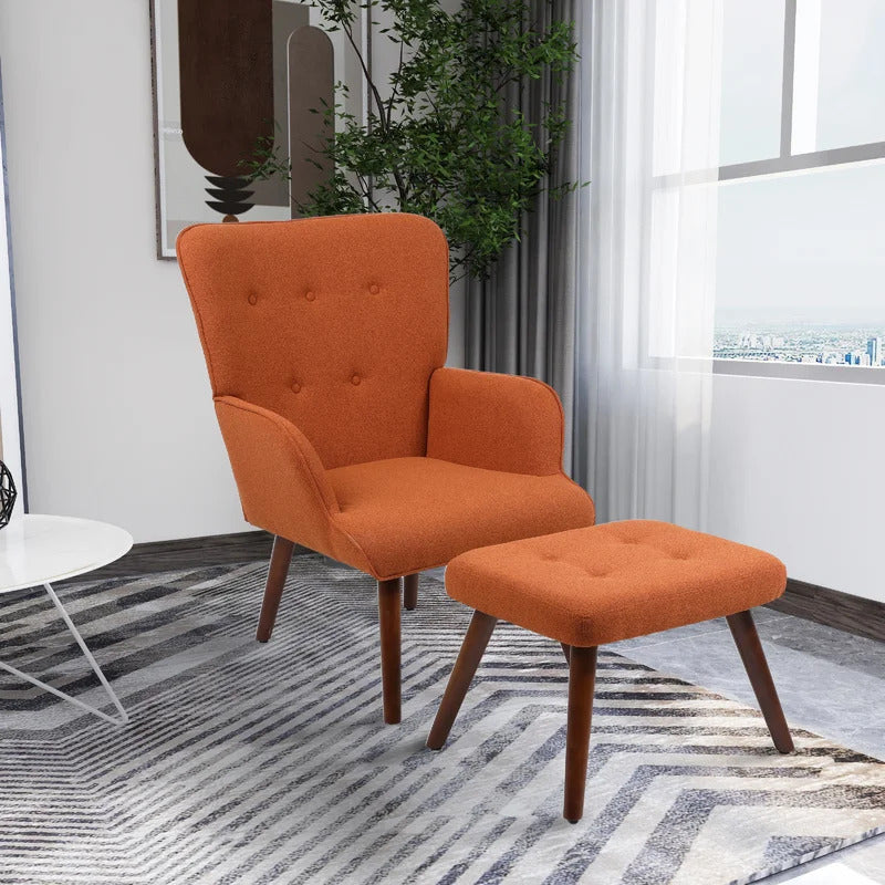 Wing Chair: Matun 27.2'' Wide Tufted Wingback Chair and Ottoman