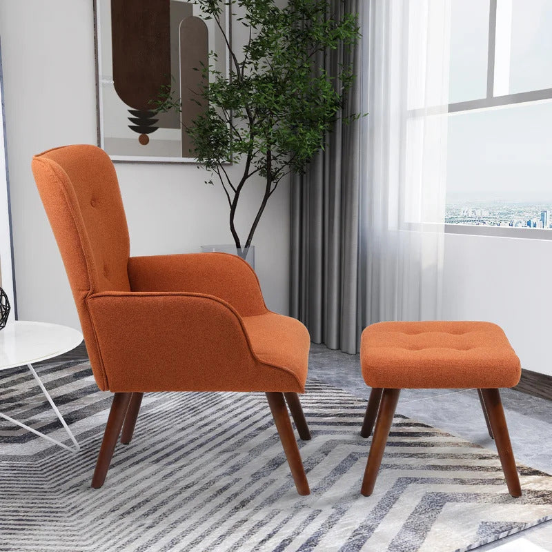 Wing Chair: Matun 27.2'' Wide Tufted Wingback Chair and Ottoman