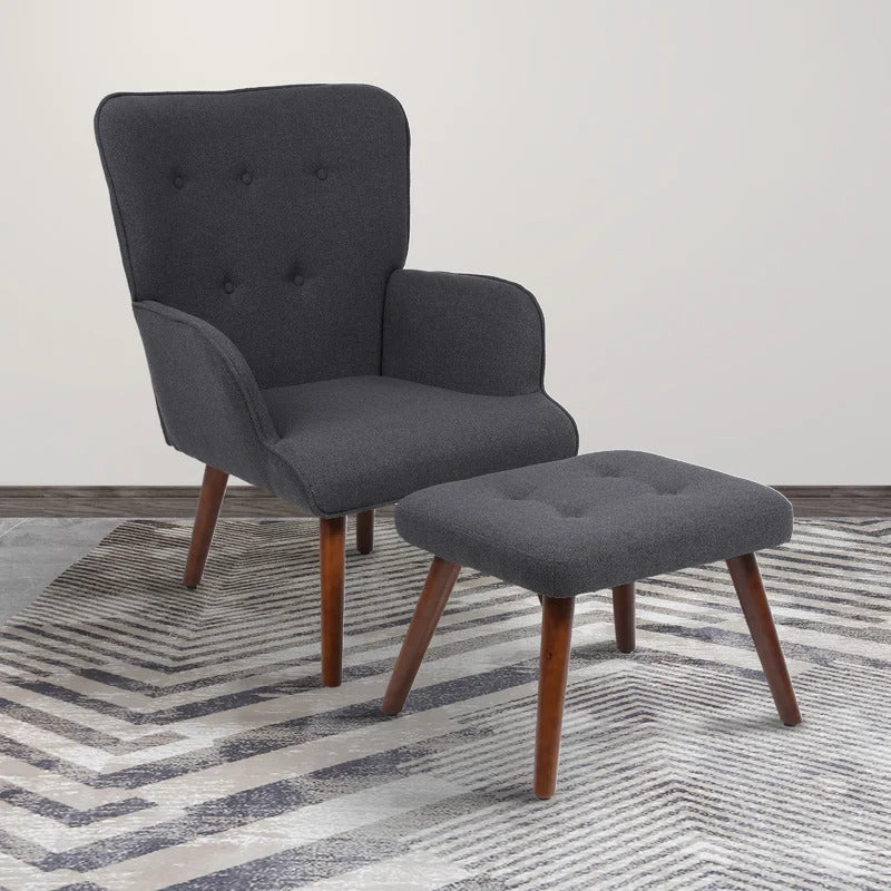 Wing Chair: Matun 27.2'' Wide Tufted Wingback Chair and Ottoman