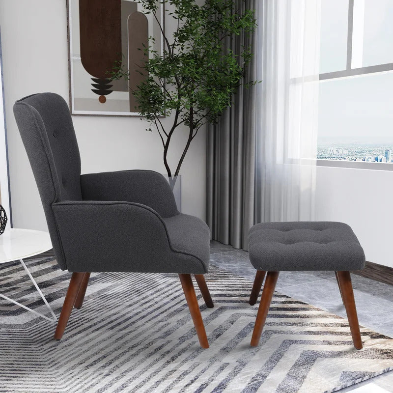 Wing Chair: Matun 27.2'' Wide Tufted Wingback Chair and Ottoman