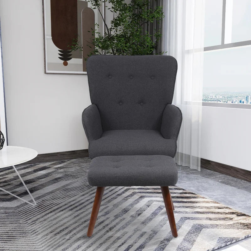 Wing Chair: Matun 27.2'' Wide Tufted Wingback Chair and Ottoman