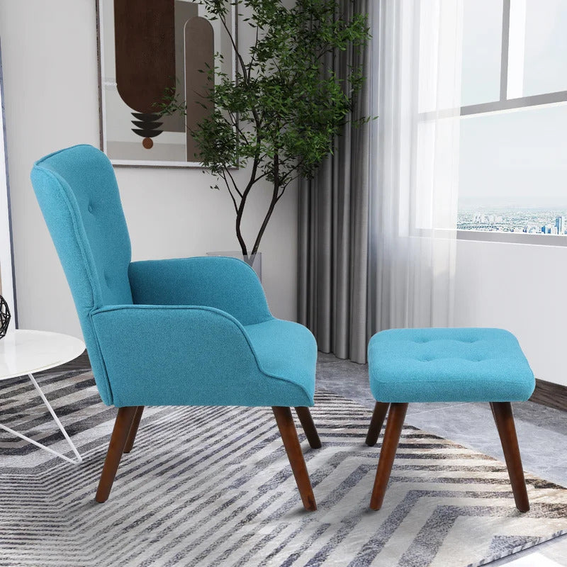 Wing Chair: Matun 27.2'' Wide Tufted Wingback Chair and Ottoman