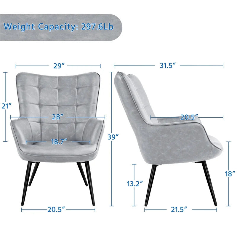 Wing Chair: Michele 28'' Wide Tufted Wingback Chair