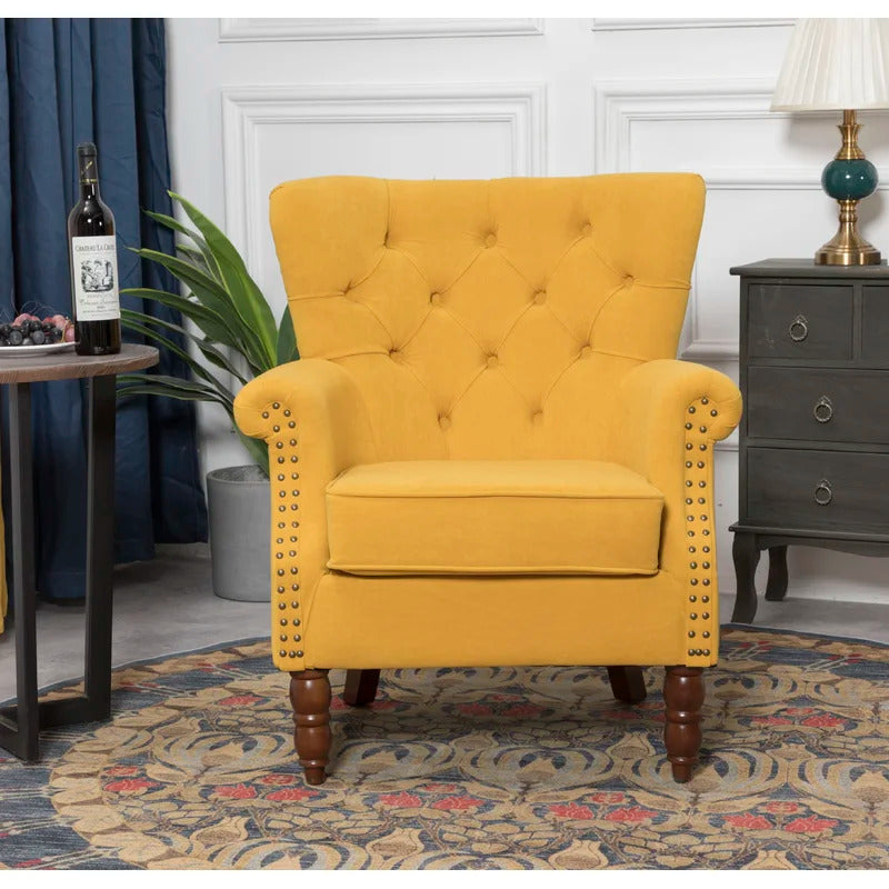 Wing Chair: Turgan 29'' Wide Velvet Wingback Chair