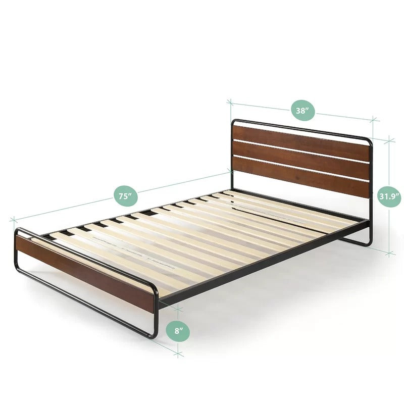 Wooden Bed: Vitano Low Profile Wood Platform Bed