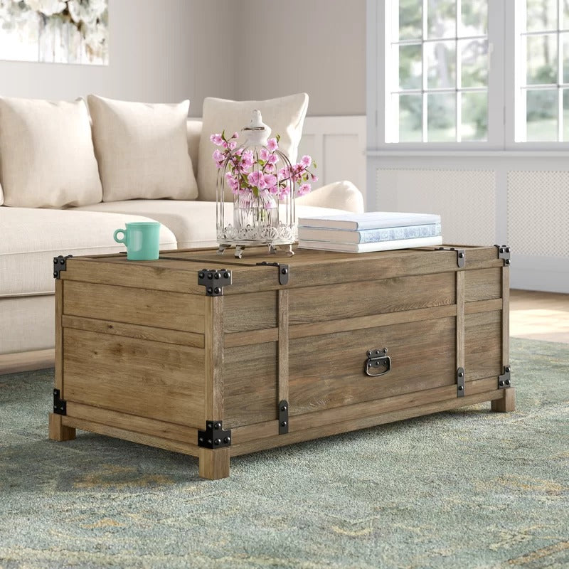 Wooden Box : Modern Lift Top 4 Legs Wooden Box With Storage