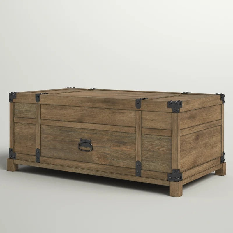 Wooden Box : Modern Lift Top 4 Legs Wooden Box With Storage