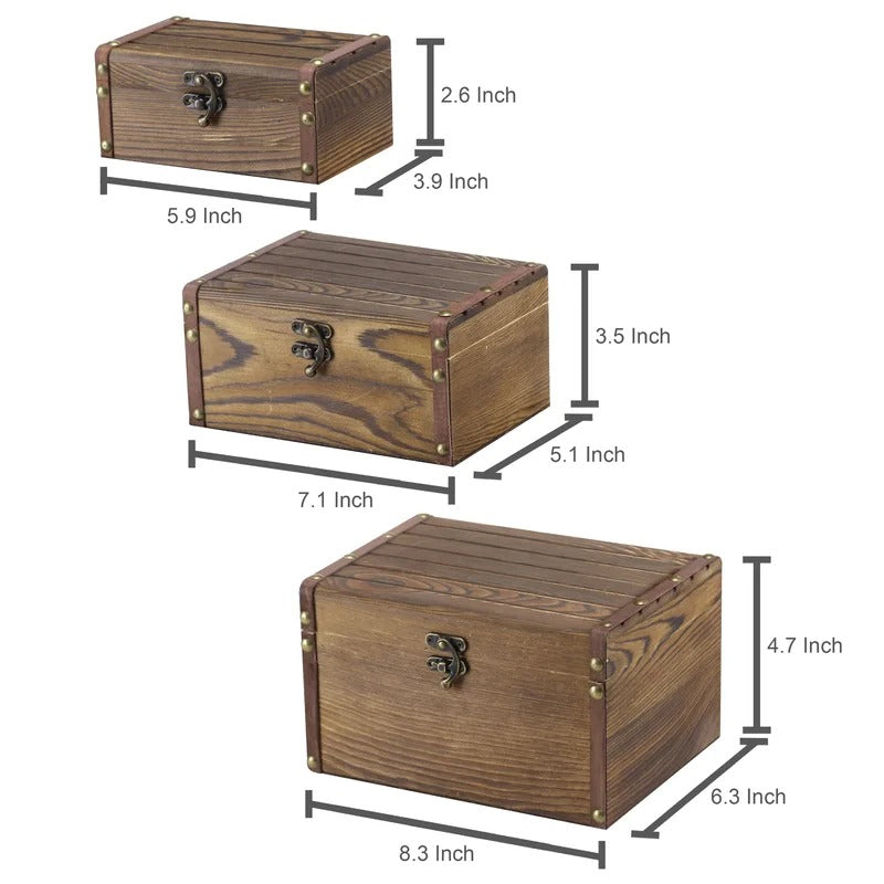 Wooden Box Solid Wood Decorative Box (Set of 3)