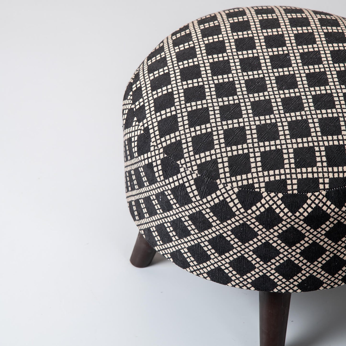 Wooden Ottomans: Black And Cream Ottoman