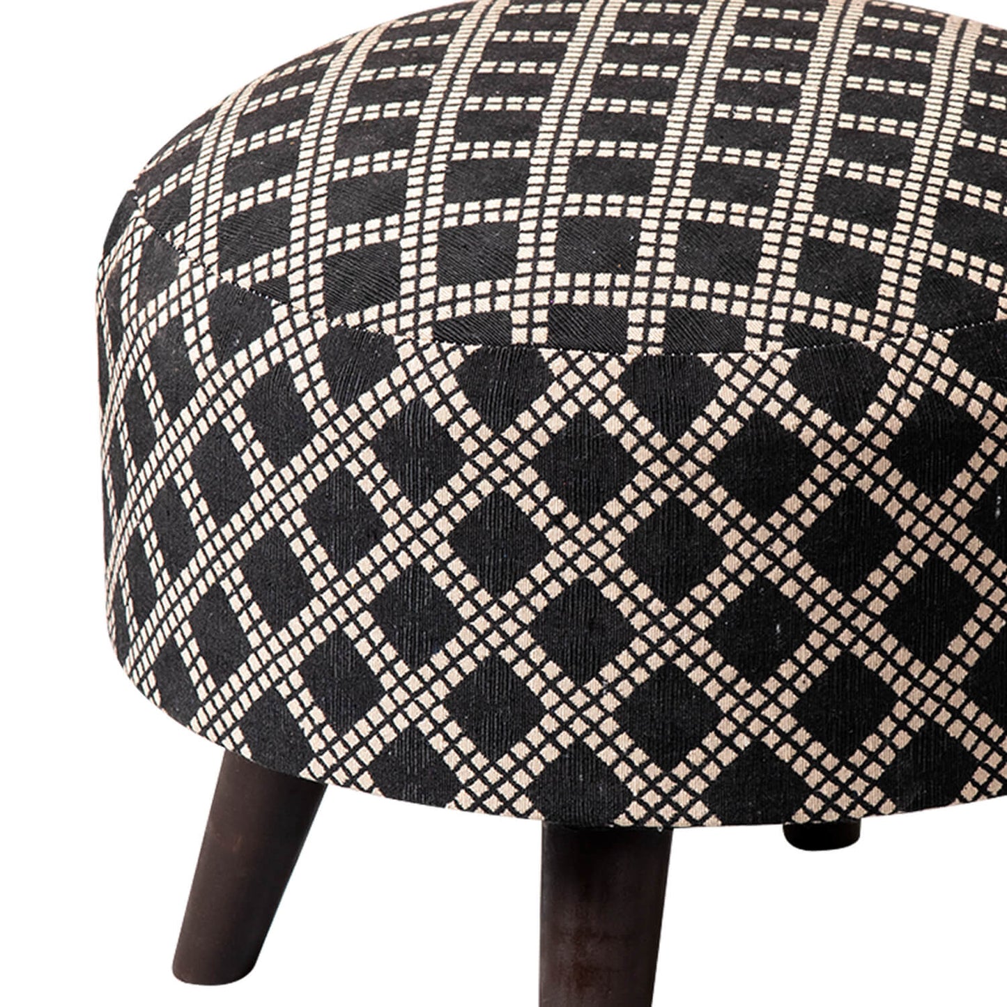 Wooden Ottomans: Black And Cream Ottoman