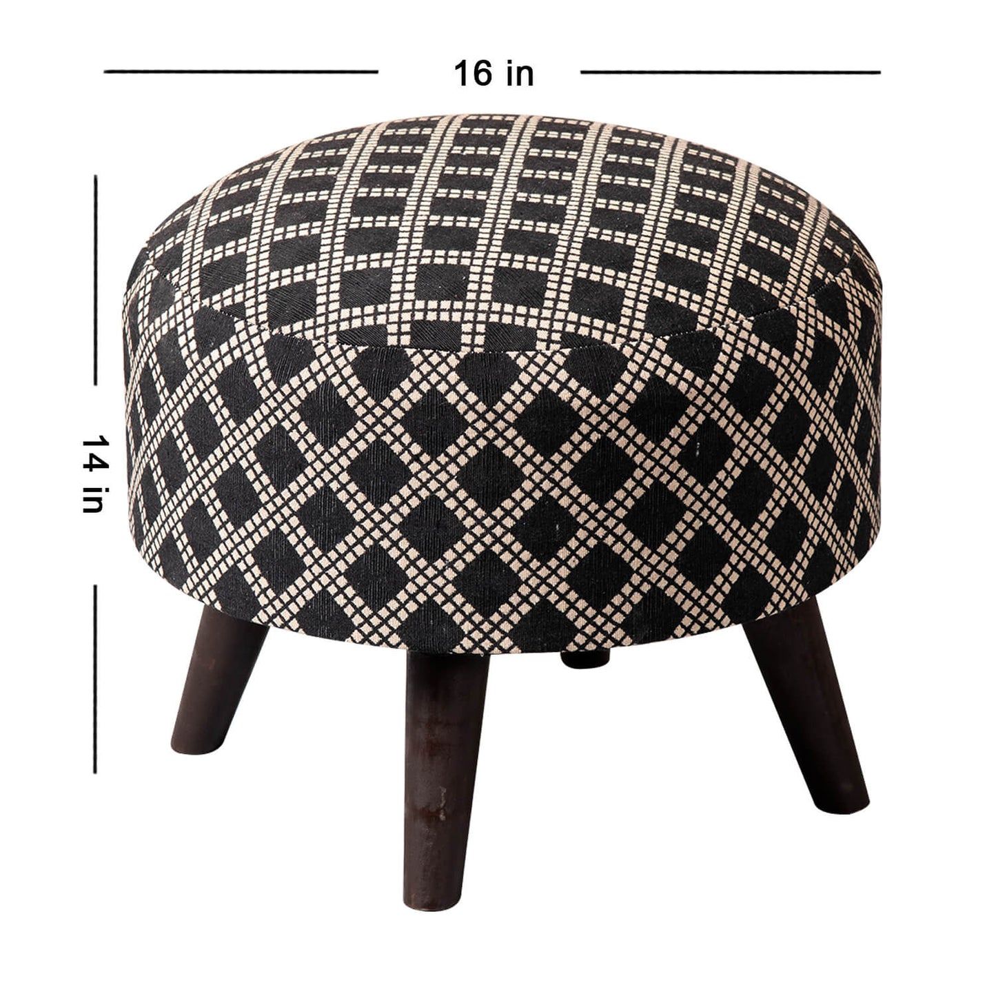 Wooden Ottomans: Black And Cream Ottoman