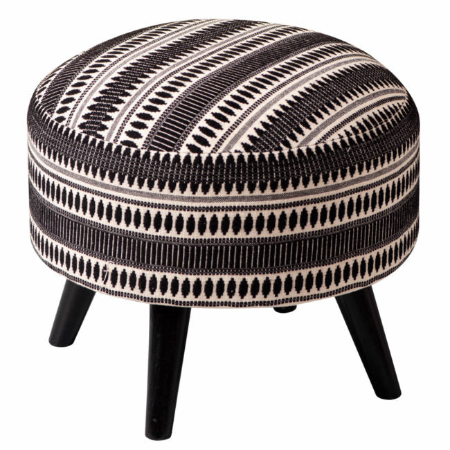 Wooden Ottomans: Black & Cream Ottoman