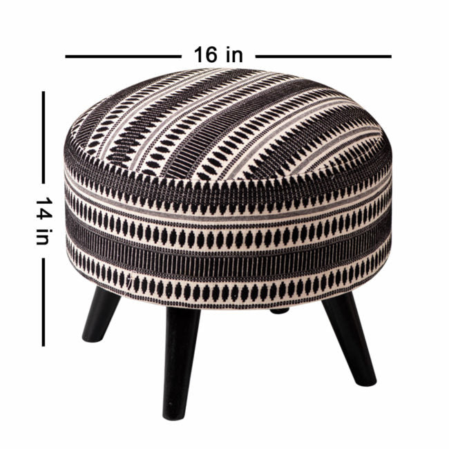 Wooden Ottomans: Black & Cream Ottoman