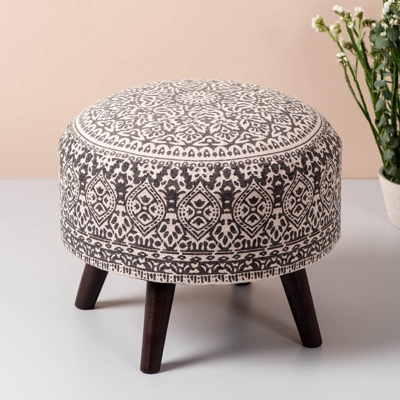 Wooden Ottomans: Classic Imprinted Ottoman