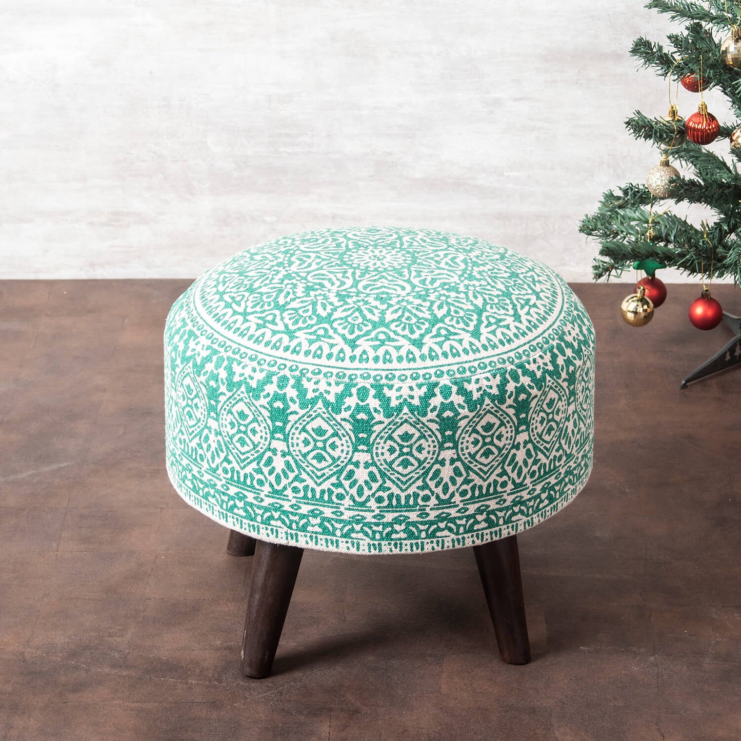 Wooden Ottomans: Classic Imprinted Ottoman (Green)