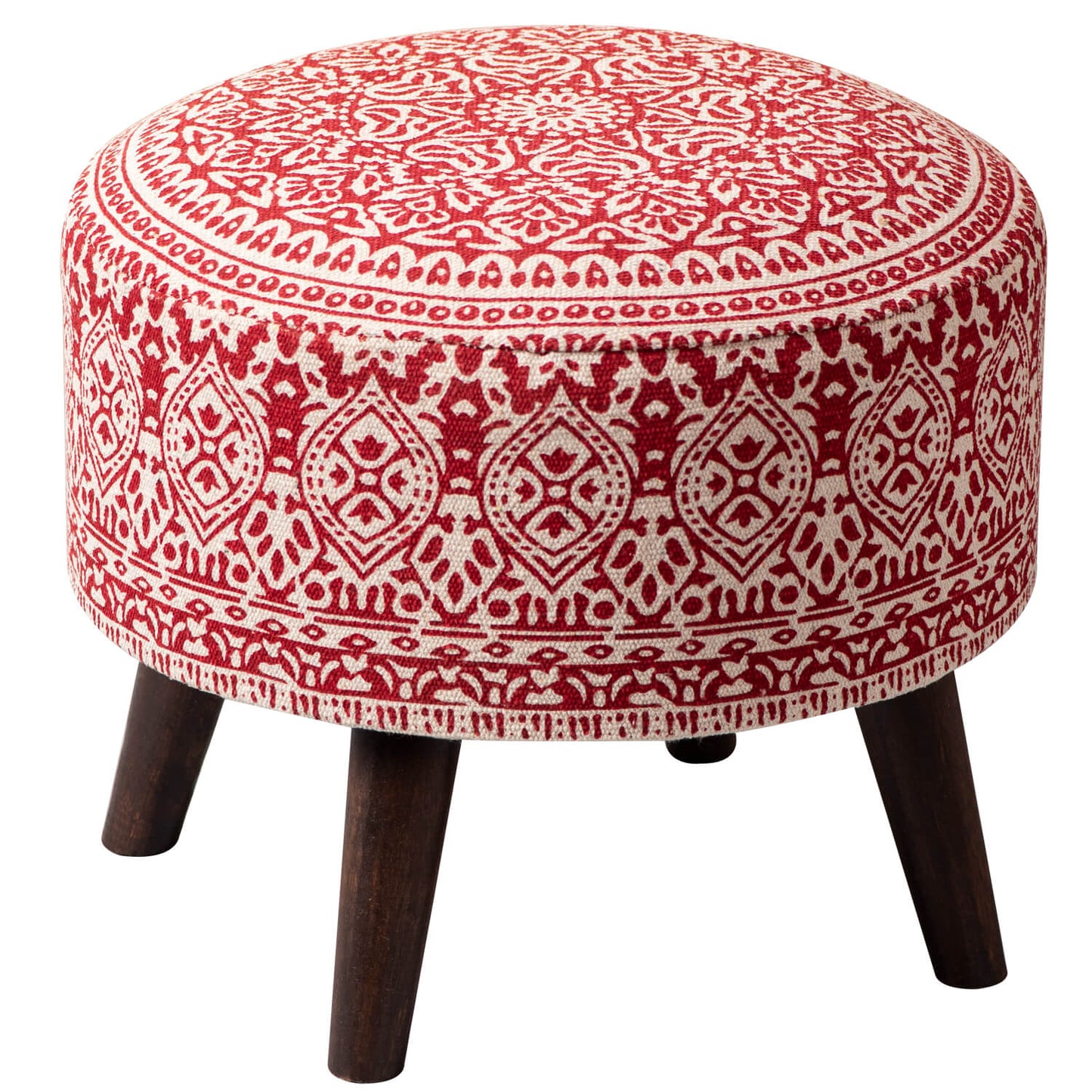 Wooden Ottomans: Classic Imprinted Ottoman (Red)