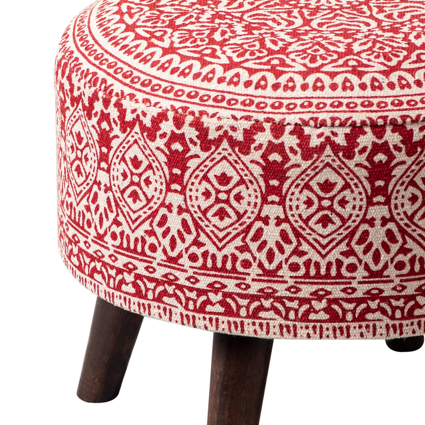 Wooden Ottomans: Classic Imprinted Ottoman (Red)