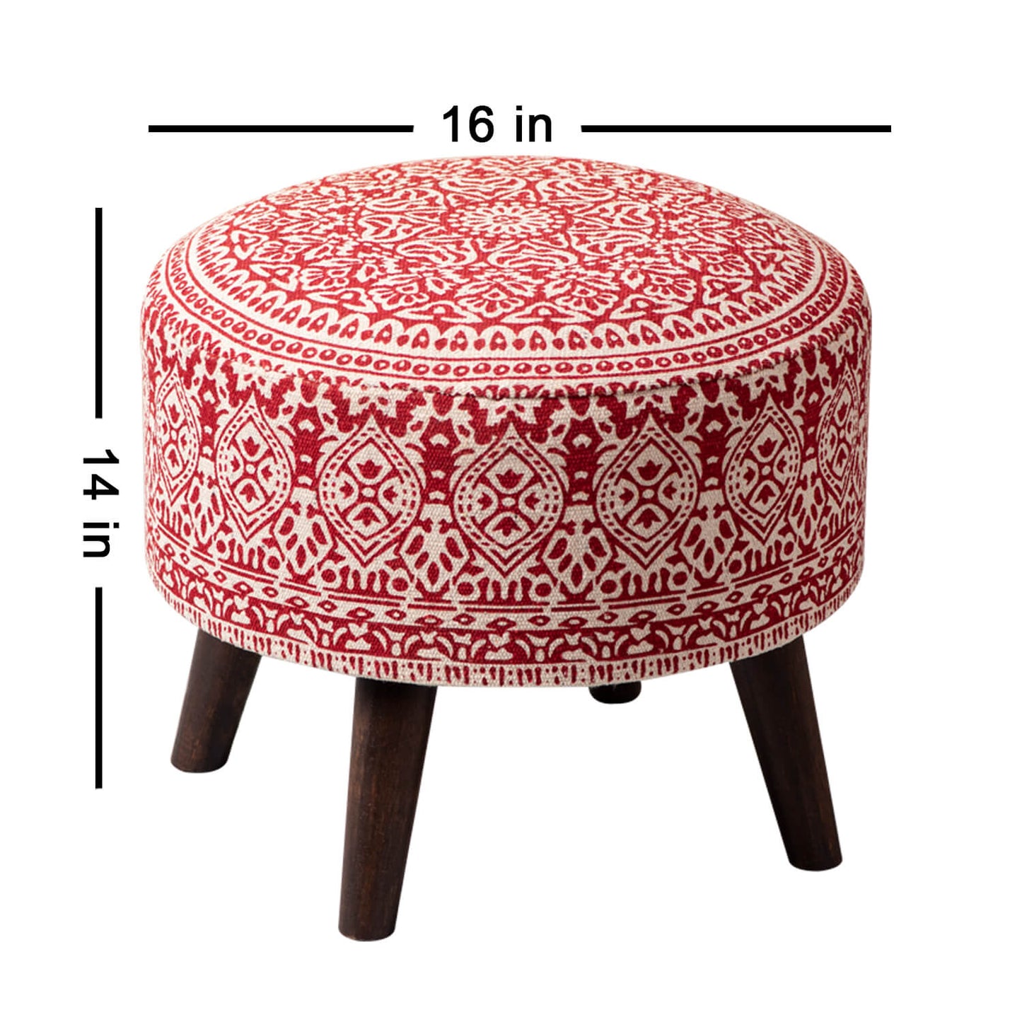 Wooden Ottomans: Classic Imprinted Ottoman (Red)