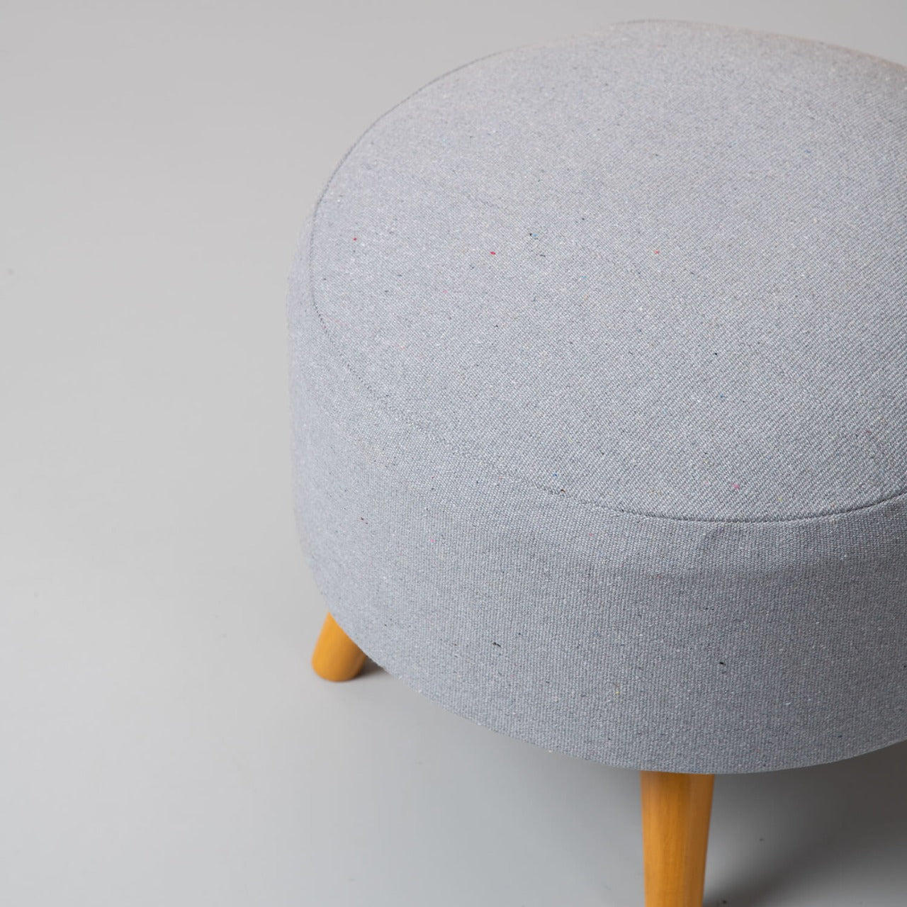 Wooden Ottomans: Cotton Canvas Grey Ottoman – Set of 1