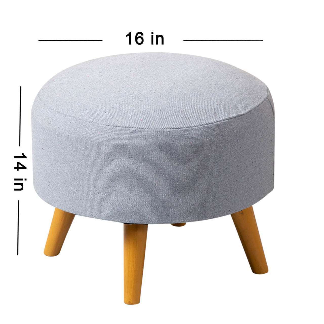 Wooden Ottomans: Cotton Canvas Grey Ottoman – Set of 1