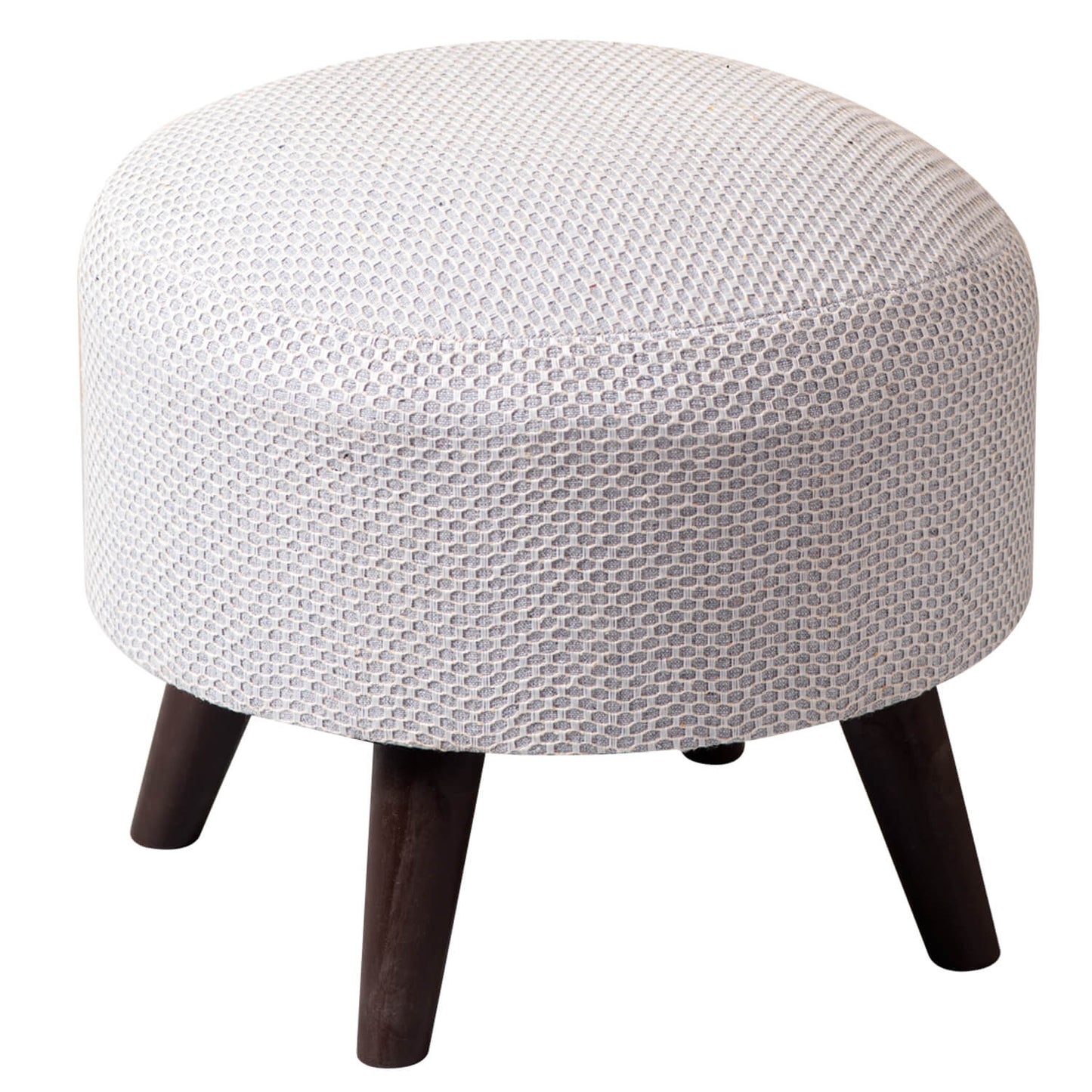 Wooden Ottomans: Grey Cotton Ottoman Set of 1