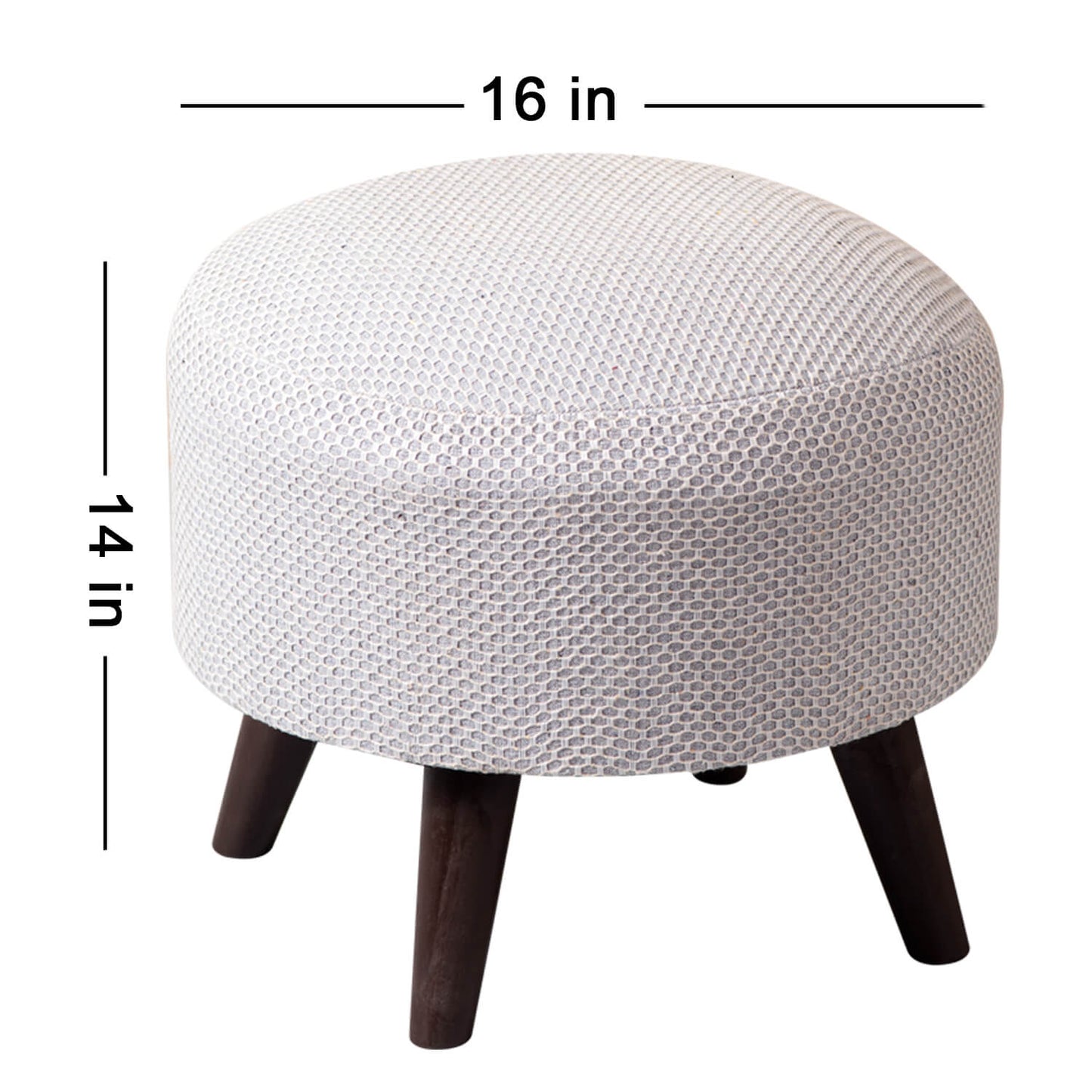 Wooden Ottomans: Grey Cotton Ottoman Set of 1
